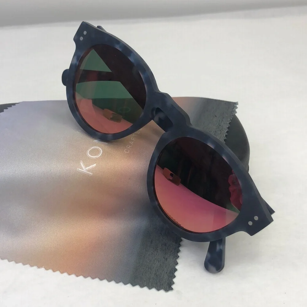 KOMONO Clement Matte Indigo Demi Sunglasses (NEW) round blue